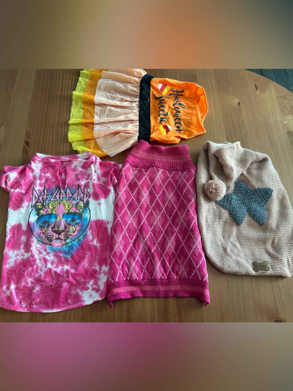 Lot of 4 Small/Medium Dog Clothes Pink Sweater. Halloween. Hoodie